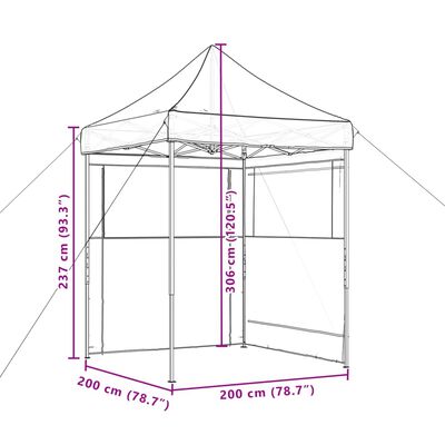 vidaXL Pop-Up hopfällbart partytält med 2 sidoväggar taupe