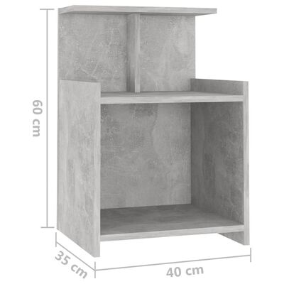 vidaXL Sängbord 2 st betonggrå 40x35x60 cm konstruerat trä