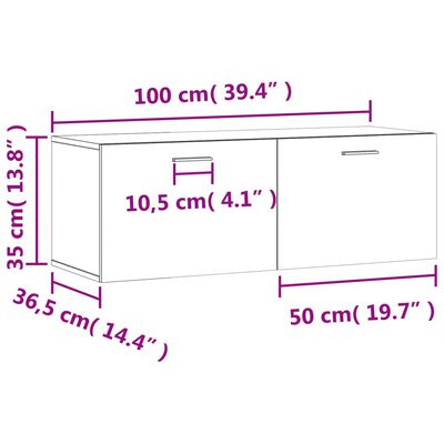 vidaXL Väggskåp vit 100x36,5x35 cm konstruerat trä