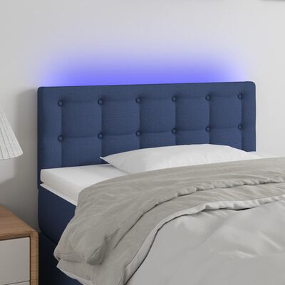 vidaXL Sänggavel LED blå 100 x 5 x 78/88 cm tyg