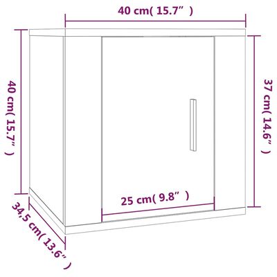 vidaXL Väggmonterad tv-bänk svart 40x34,5x40 cm