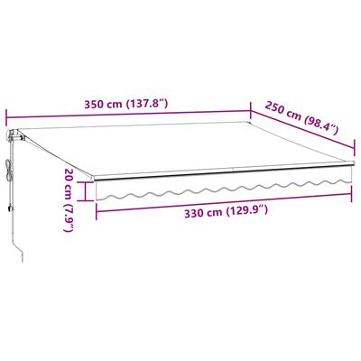 vidaXL Markis automatiskt infällbar antracit&vit 350x250 cm