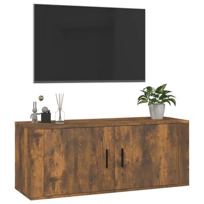 vidaXL Väggmonterad tv-bänk rökfärgad ek 100x34,5x40 cm