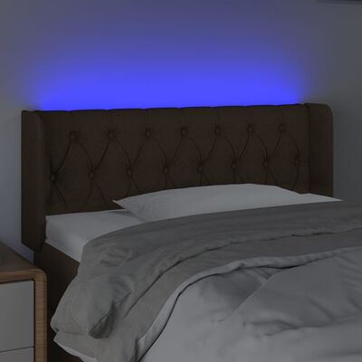 vidaXL Sänggavel LED mörkbrun 103x16x78/88 cm tyg