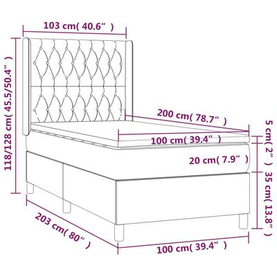 vidaXL Ramsäng med madrass mörkbrun 100x200 cm tyg