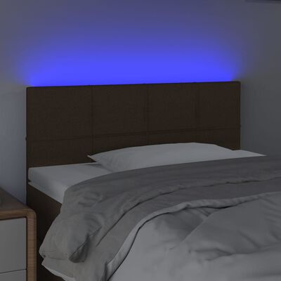 vidaXL Sänggavel LED mörkbrun 100 x 5 x 78/88 cm tyg