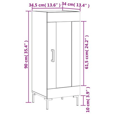 vidaXL Skänk svart 34,5x34x90 cm konstruerat trä