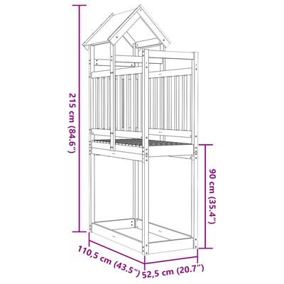 vidaXL Lektorn 110,5x52,5x215 cm massiv furu