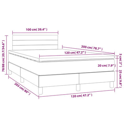 vidaXL Ramsäng med madrass mörkbrun 120x200 cm tyg