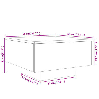 vidaXL Soffbord med LED brun ek 55x55x31 cm