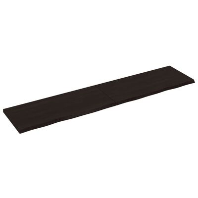 vidaXL Bänkskiva badrum mörkbrun 220x50x(2-4) cm behandlat massivt trä