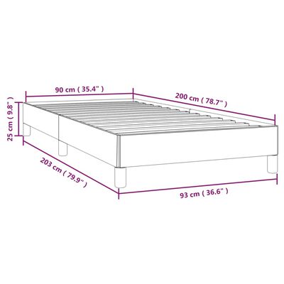 vidaXL Sängram mörkgrå tyg 90x200 cm