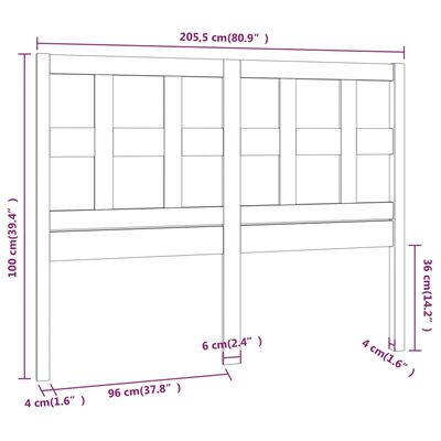 vidaXL Sänggavel 205,5x4x100 cm massiv furu