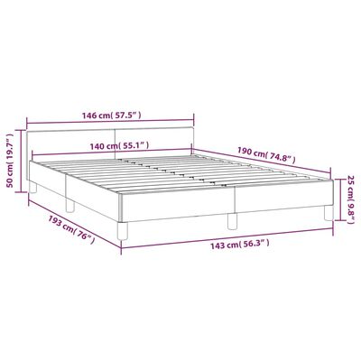 vidaXL Sängram utan madrass ljusgrå 140x190 cm tyg