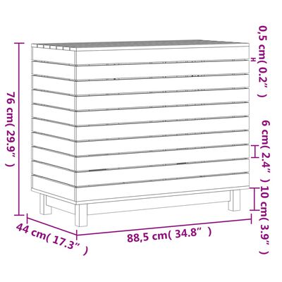 vidaXL Tvättkorg 88,5x44x76 cm massiv furu