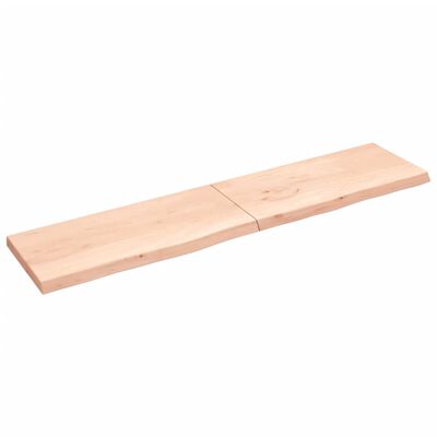 vidaXL Bänkskiva för badrum 220x50x(2-6) cm obehandlat massivt trä