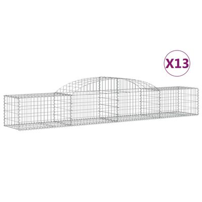 vidaXL Gabion bågformad 13 st 300x50x40/60 cm galvaniserat järn