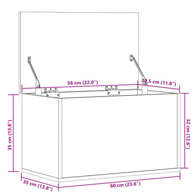 vidaXL Förvaringslåda rökfärgad ek 60x35x35 cm konstruerat trä