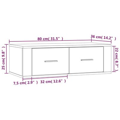 vidaXL TV-väggskåp betonggrå 80x36x25 cm konstruerat trä