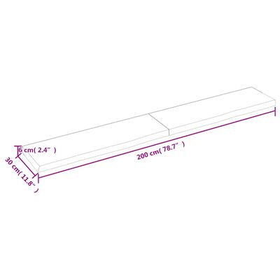 vidaXL Hyllplan 200x30x(2-6) cm obehandlad massiv ek