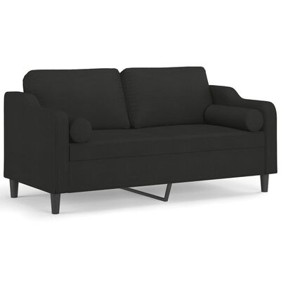 vidaXL 2-sits soffa med prydnadskuddar svart 140 cm tyg