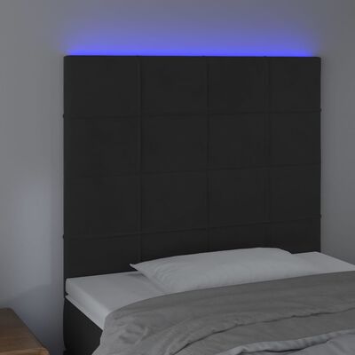 vidaXL Sänggavel LED svart 100x5x118/128 cm sammet