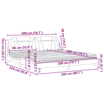 vidaXL Säng med madrass brun 200x200 cm konstläder