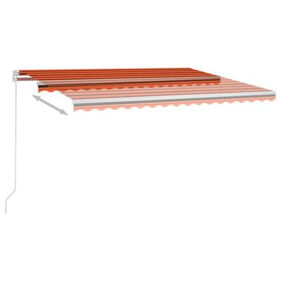 vidaXL Markis manuellt infällbar med LED 400x350 cm orange och brun