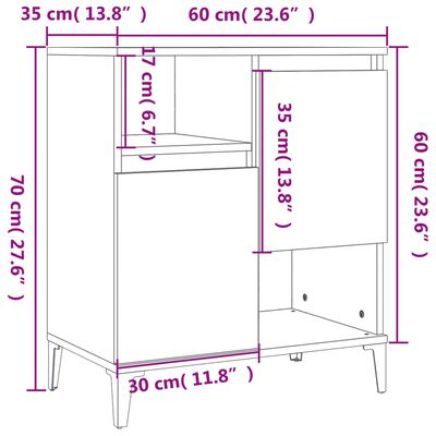 vidaXL Skänk 2 st svart 60x35x70 cm konstruerat trä