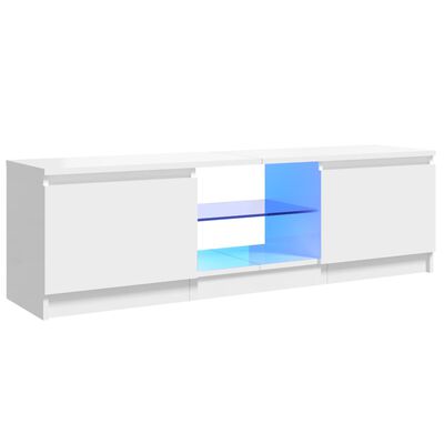 vidaXL TV-bänk med LED-belysning vit högglans 120x30x35,5 cm