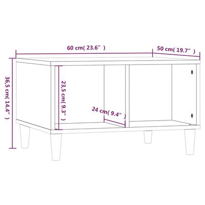 vidaXL Soffbord brun ek 60x50x36,5 cm konstruerat trä