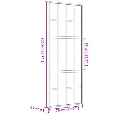 vidaXL Skjutdörr guld 76x205 cm klart ESG-glas och aluminium