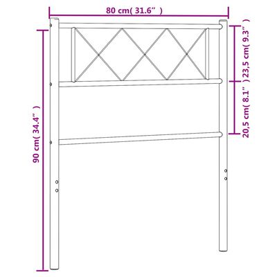 vidaXL Huvudgavel metall svart 75 cm