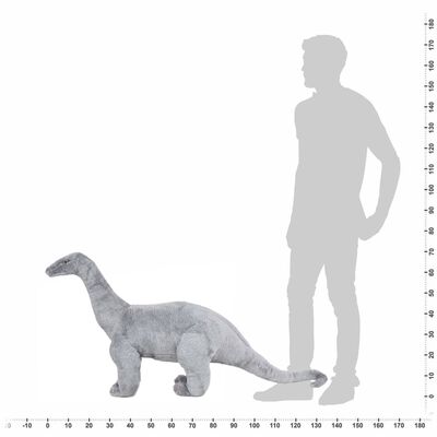 vidaXL Stående plyschleksak brachiosaurus grå XXL
