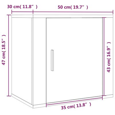 vidaXL Väggmonterat sängbord 2 st brun ek 50x30x47 cm