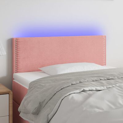 vidaXL Sänggavel LED rosa 80x5x78/88 cm sammet