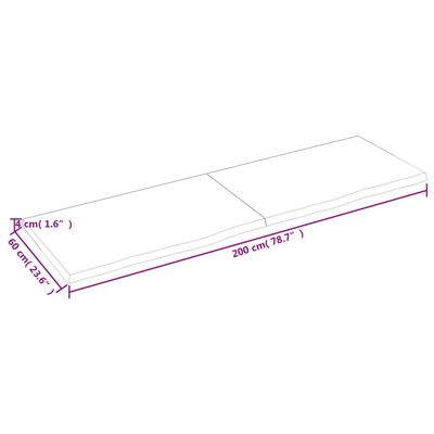 vidaXL Hyllplan 200x60x(2-4) cm obehandlad massiv ek