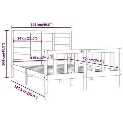 vidaXL Sängram massiv furu 120x200 cm