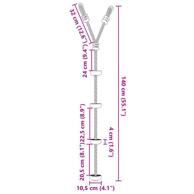vidaXL Klätterrep med 4 steg flerfärgad