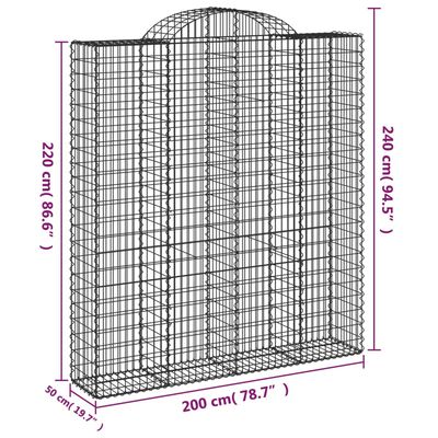 vidaXL Gabioner bågformade 4 st 200x50x220/240 cm galvaniserat järn