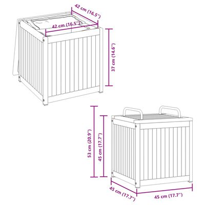 vidaXL Dynbox för trädgården 45x45x45/53 cm massiv akacia och stål