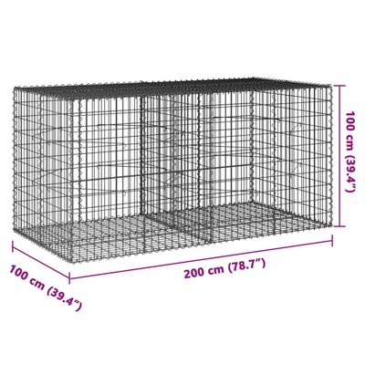 vidaXL Gabionkorg med skydd 200x100x100 cm galvaniserat järn