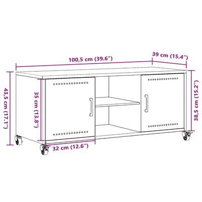 vidaXL TV-bänk olivgrön 100,5x39x43,5 cm stål