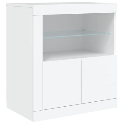 vidaXL Skänk med LED-belysning vit 202x37x67 cm