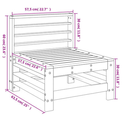 vidaXL Mittensoffa vit massiv furu