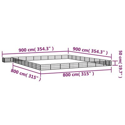 vidaXL Hundbur 36 paneler svart 100x50 cm pulverlackerat stål