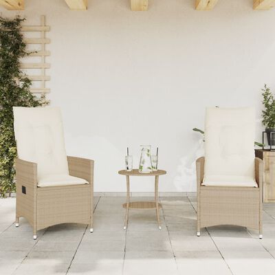 vidaXL Bistrogrupp med dynor 3 delar beige konstrotting