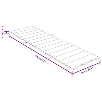 vidaXL Solsängsdyna melerad röd 200x50x4 cm tyg