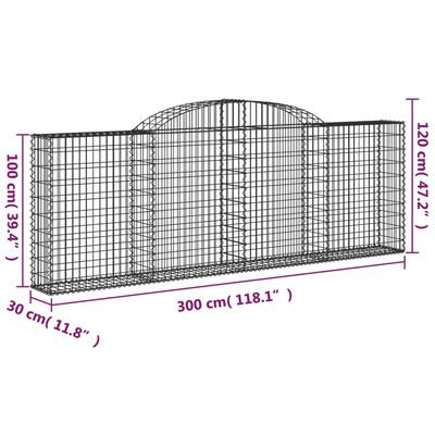 vidaXL Gabioner bågformade 13 st 300x30x100/120 cm galvaniserat järn