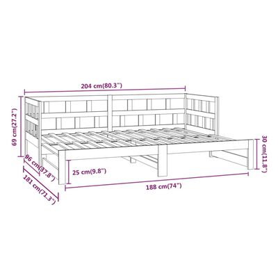 vidaXL Bäddsoffa grå massiv furu 2x(90x200) cm